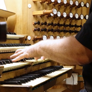 Domorganist Wolfgang Kreuzhuber an der Rudigierorgel